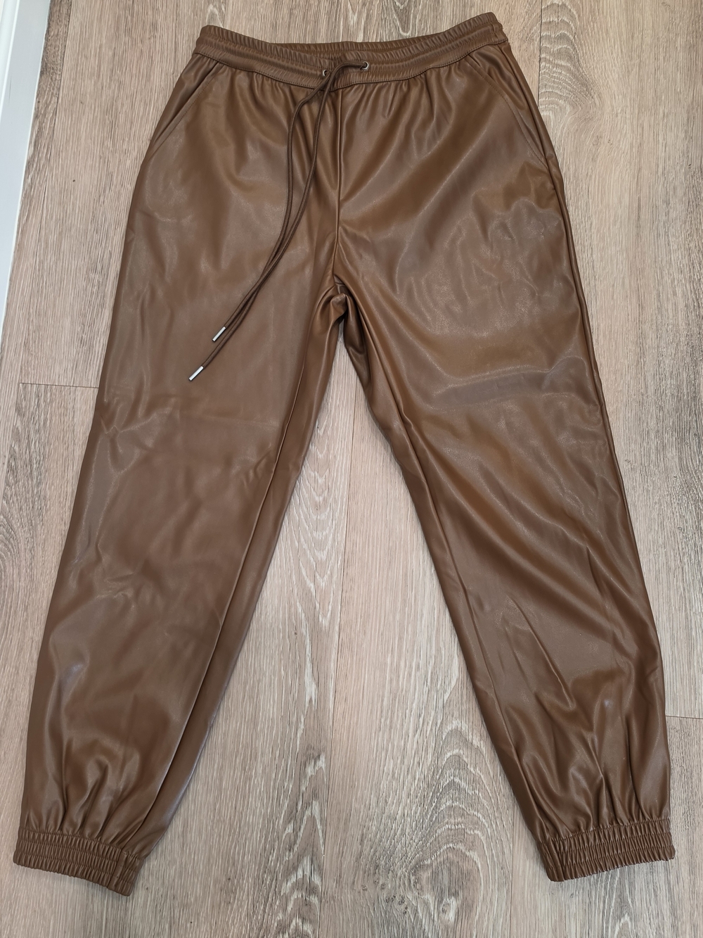 A New day Brown Faux TAN Leather Jogger Pants Size Small